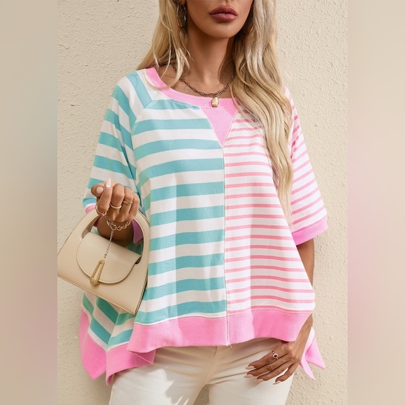 Multicolor Stripe Oversize Top - Picture 1 of 5